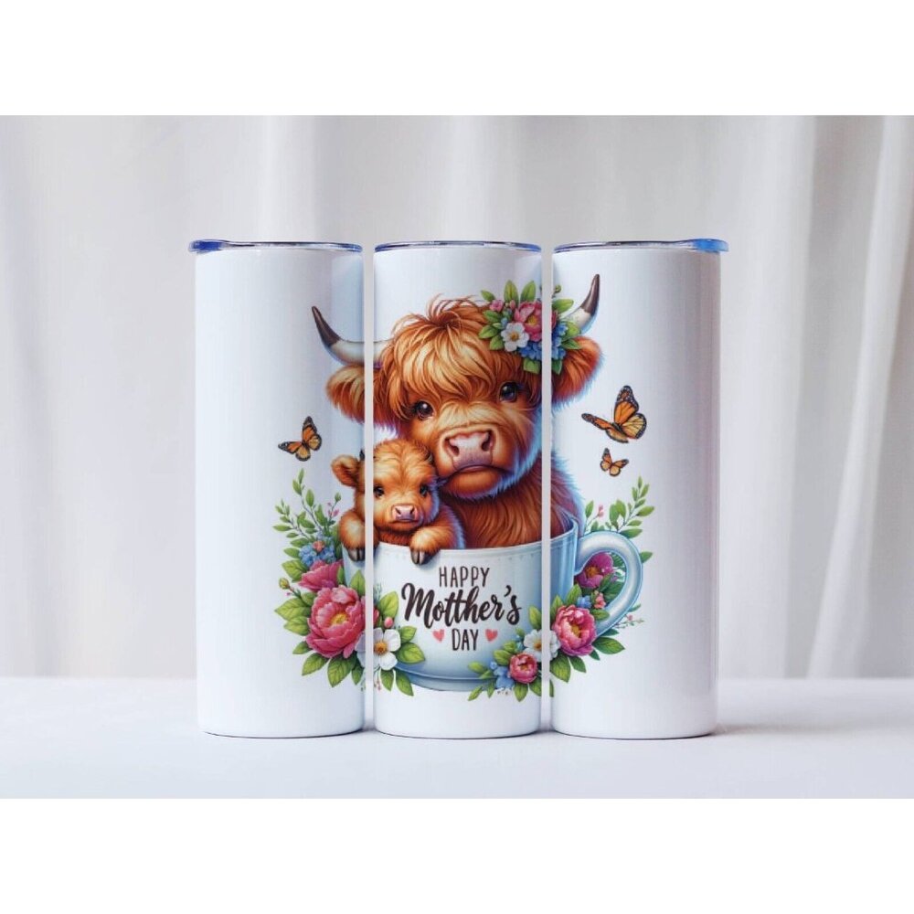 20oz Happy Mother's Day Highland Cow Tumbler